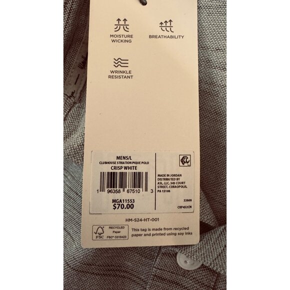 NWT Walter Hagen Size Large Gray Striped Polo Shirt 100% Polyester Golf Wear - Picture 9 of 13